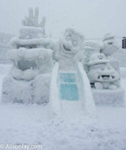 Mario World Snow Sculpture at the 59th Asahikawa Snow Festival