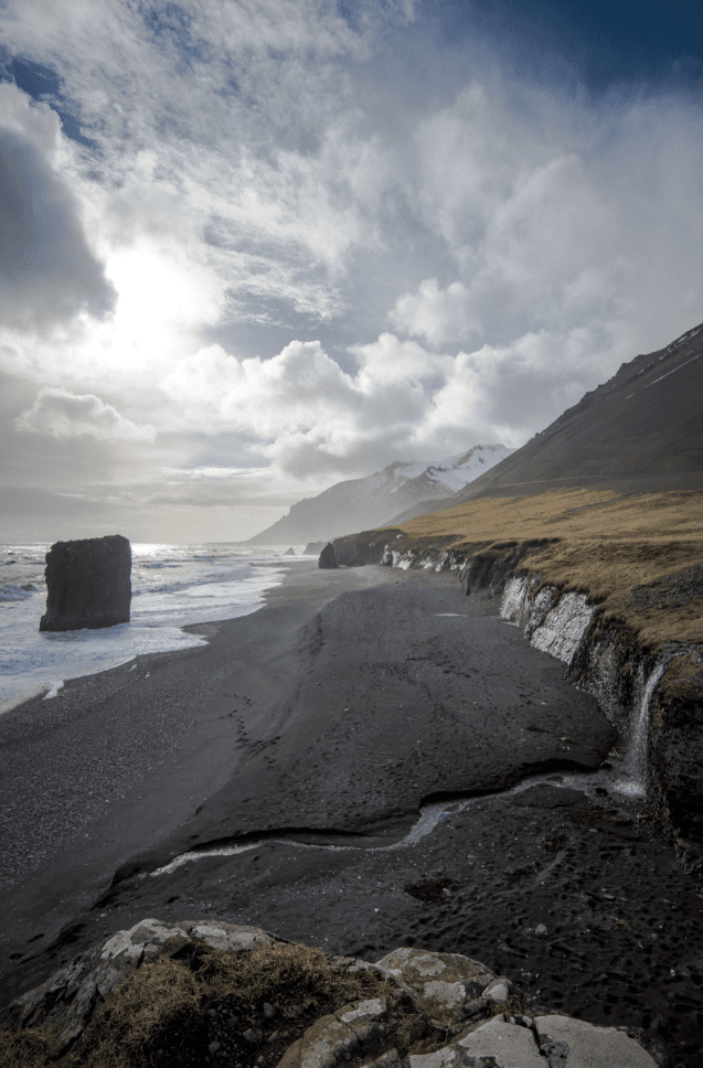 Waterfall from roadside, Iceland