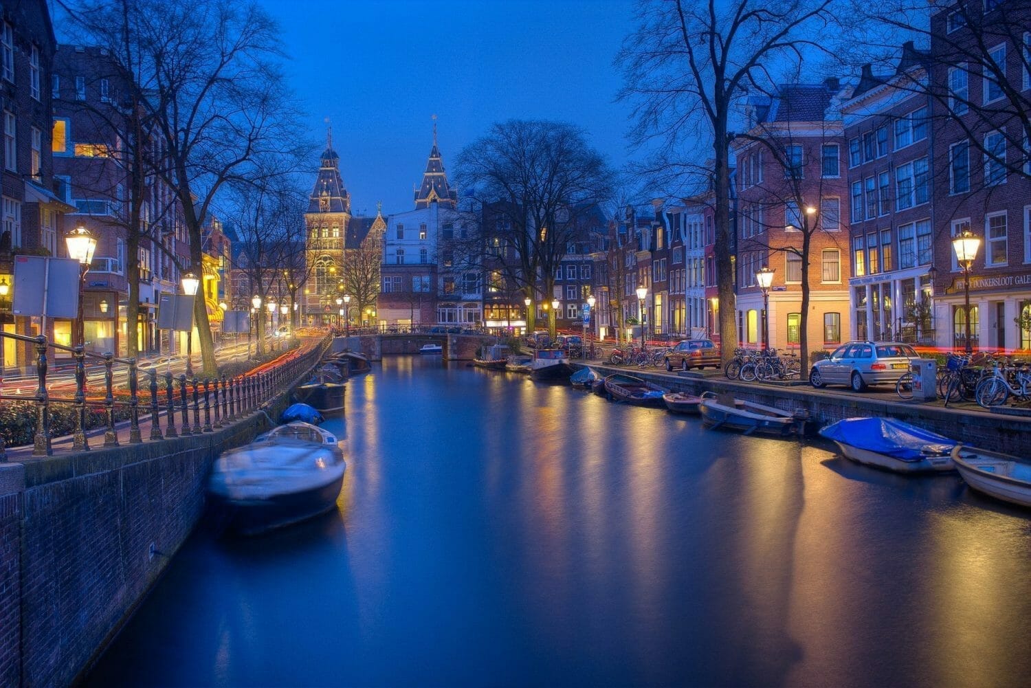 Amsterdam canal at night