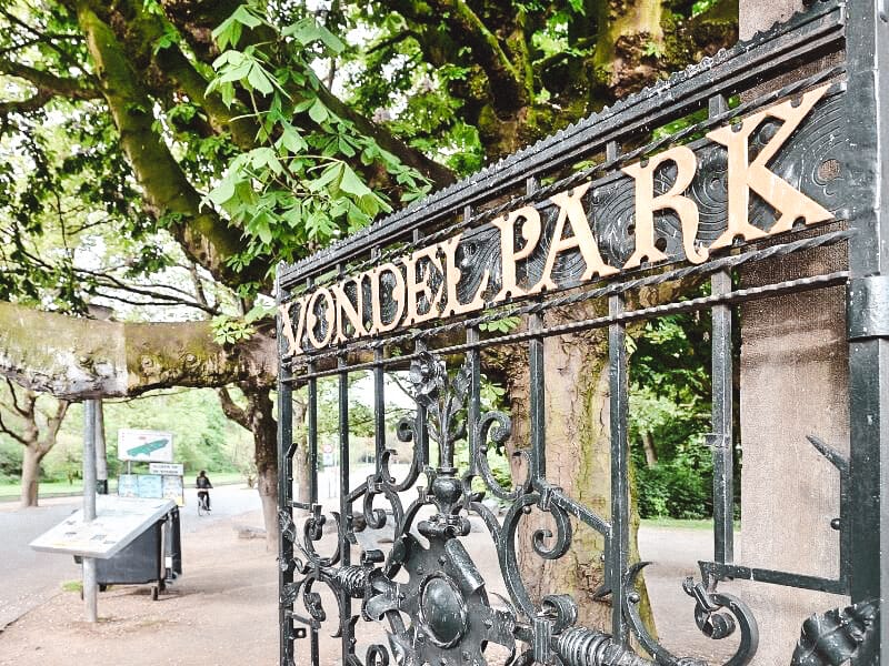 Sign for Vondelpark in Amsterdam