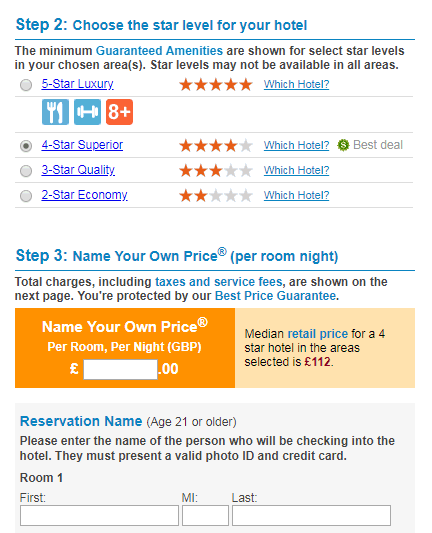 Bidding for a hotel room on Priceline.com