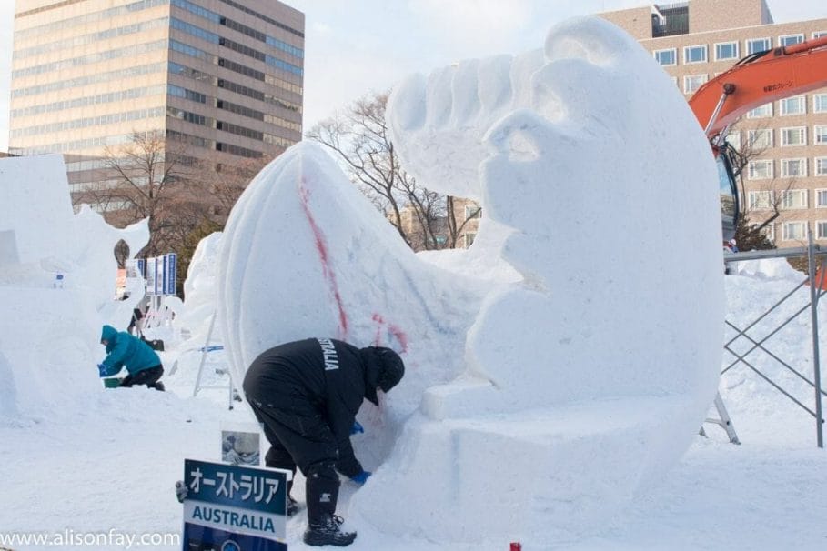 The construction of Australia's entry into the Sapporo Snow Festival