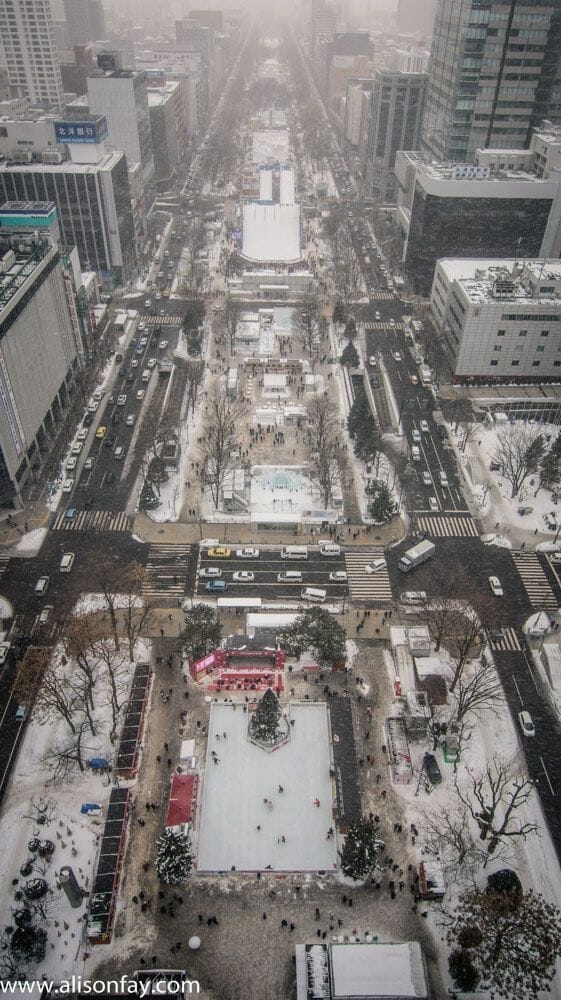 View over Odori Park during the Sapporo Snow Festival