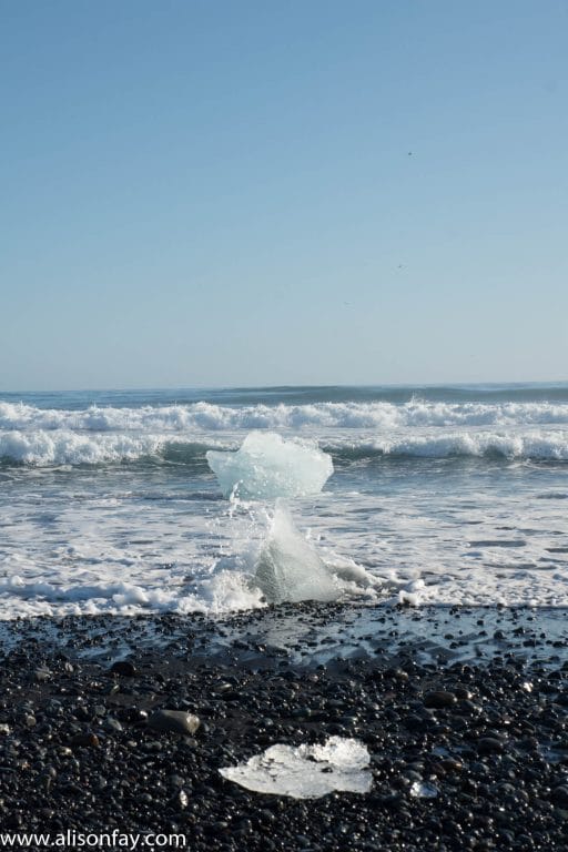 Photo of broken up ice bergs on Diamoond beach in Iceland