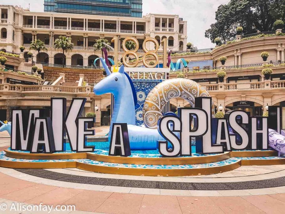 "Make a splash" inflatable unicorn rubber ring display in Hong Kong