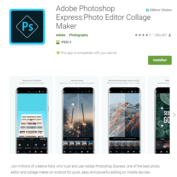 Adobe Photoshop Express on the Google Play Store