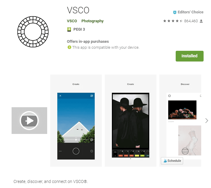 Screenshot of VSCO for Android on Google Play