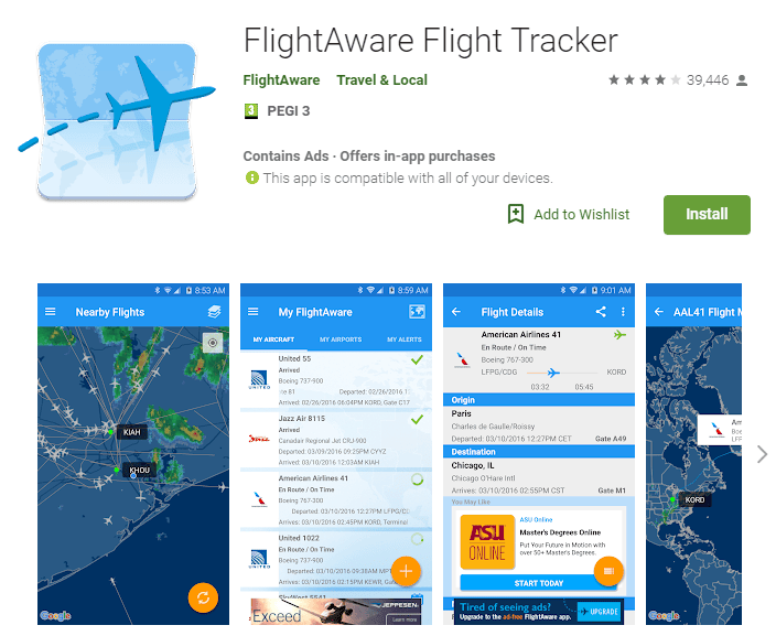 Flightaware travel app