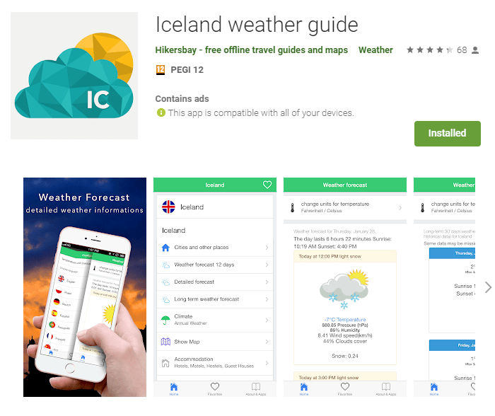 Iceland Weather guide app for your journey around Iceland