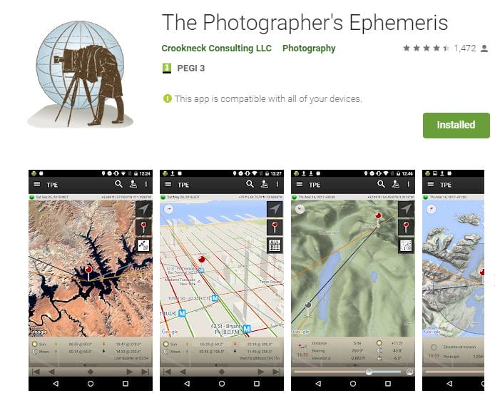 The Photographer's Ephemeris, photography app
