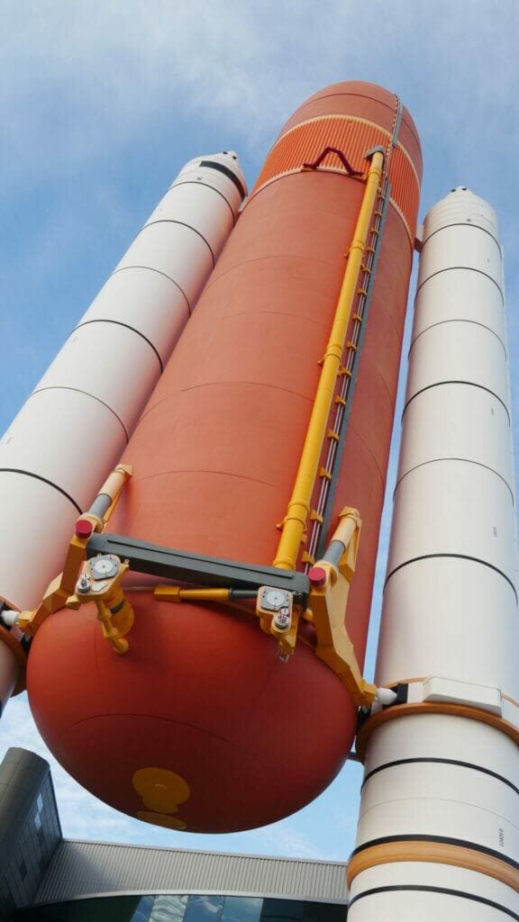 Entrance to the NASA Space Shuttle Atlantis Exhibit at Kennedy Space Center Visitor Complex.