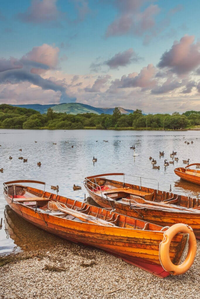 A group of boats in the water.