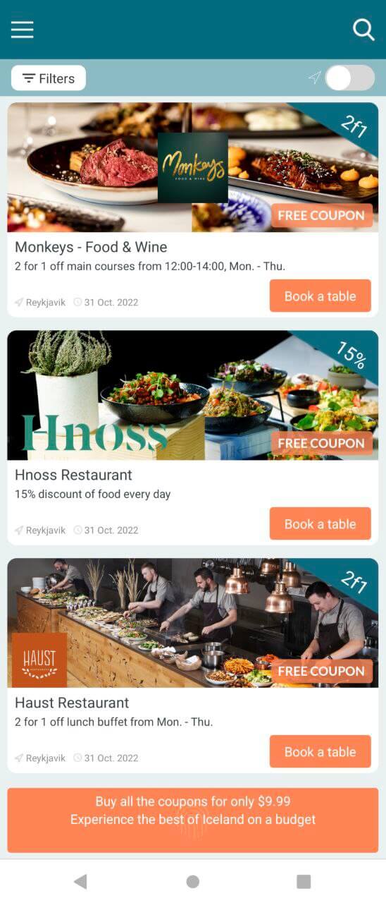 Screenshot of Iceland Coupon App on Android