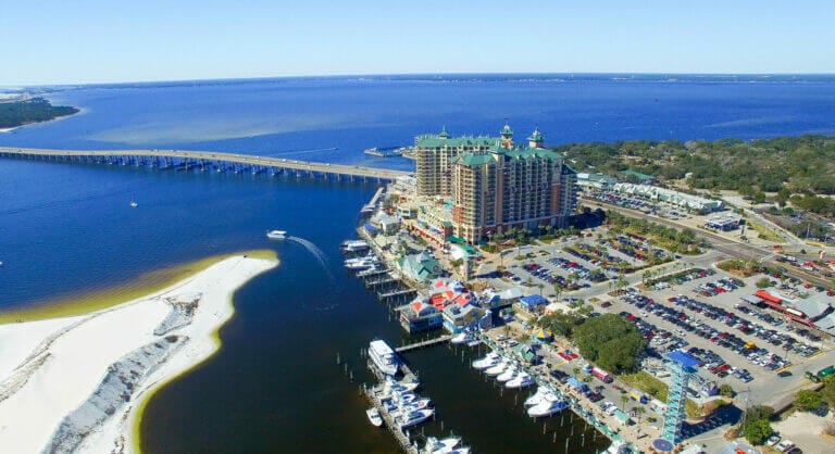 Destin, Florida. Aerial view of beautiful city skyline