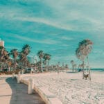 Clearwater beach with beautiful white sand in Florida, USA