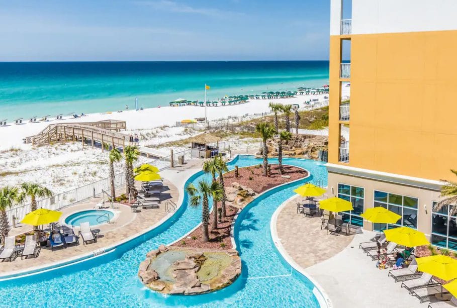 View of the beach from Hilton Garden Inn Ft. Walton Beach