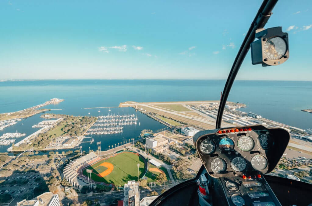 Aerial view from a helicopter tour which is one of the most fun things to do in Tampa Florida 