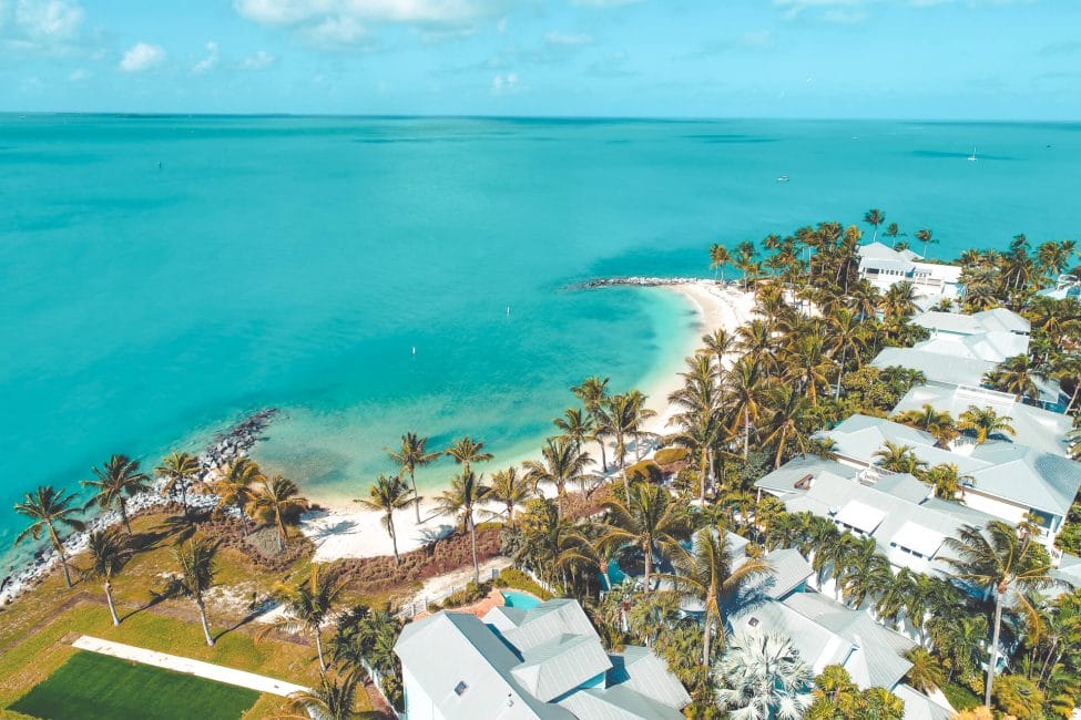 Aerial view of the baech at Fort Zachary Taylor State Park