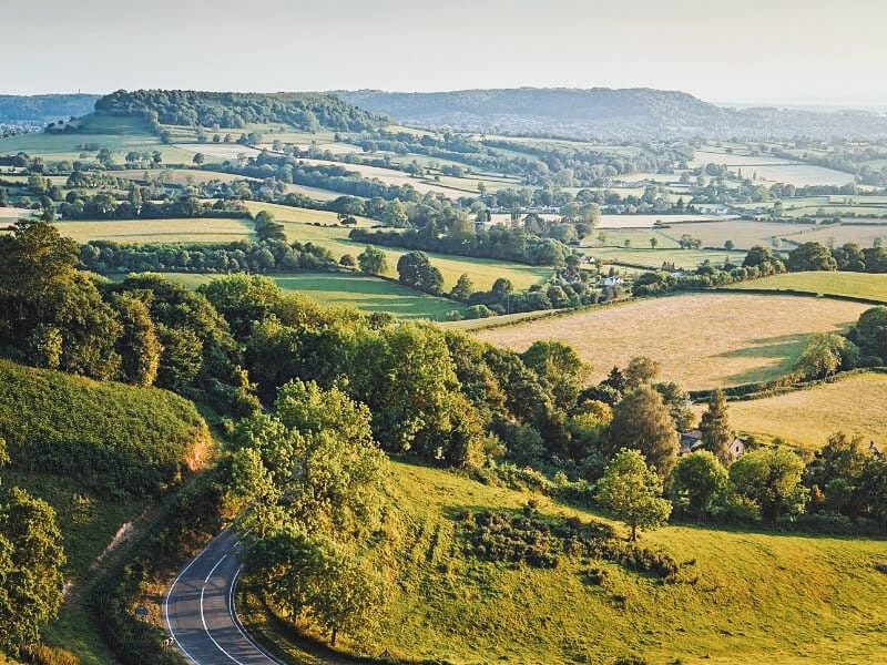 View across the Cotswolds countryside