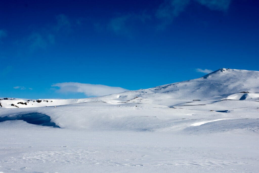 Snowy mountain in Iceland, near Myvatn in the north of iceland