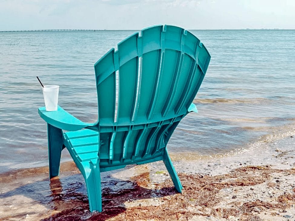 Blue deck chair on Ben T Davis Beach