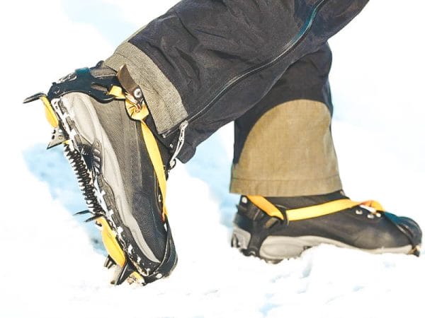 Person walking with crampons in Iceland