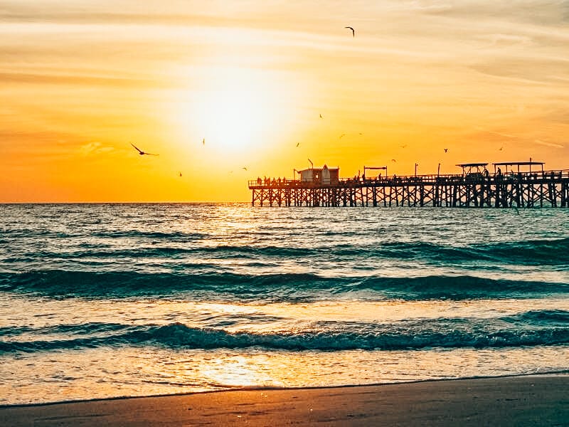 redington beach pier during sunset