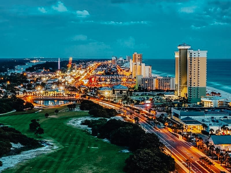 photo of panama city beach at night