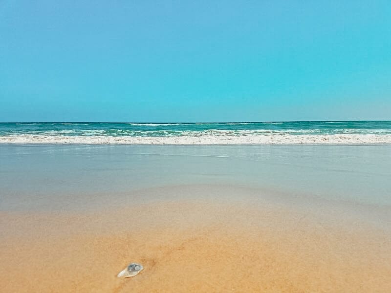 photo of the beach at topsail hill preserve state park, on a clear sunny day