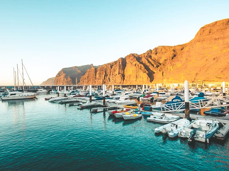 The harbor at Los Cristanos Beach in Tenerife