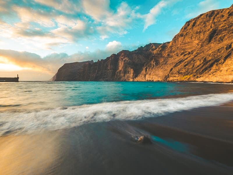 view towards the cliffs at Los Gigantes beach 