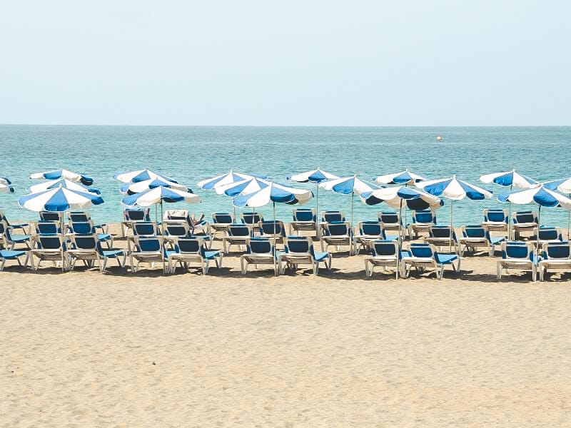 deckchairs on Las Vistas beach in Tenerife