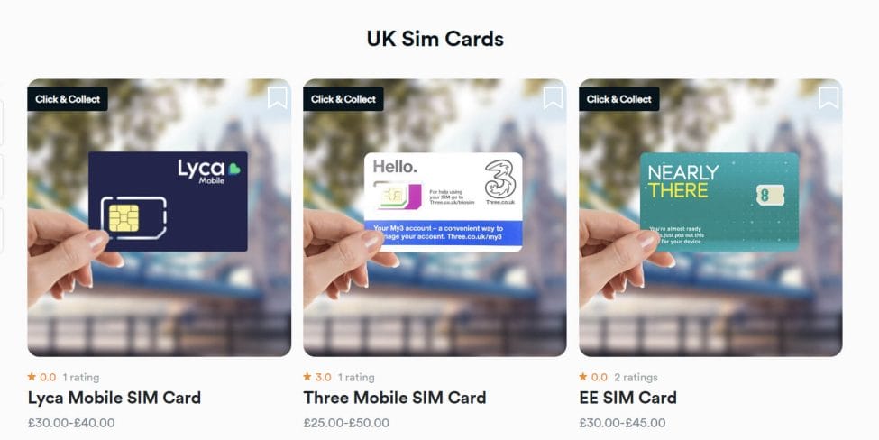 UK sim cards from lyca mobile, three mobile and EE for sale on Weknows website