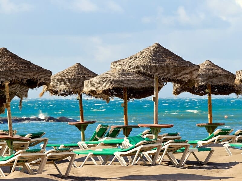 Sun Loungers and Umbrellas on Playa La pInta
