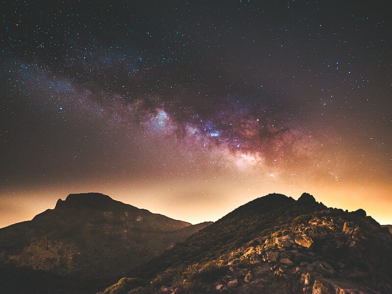 View of the milky way above Mount Teide at Night