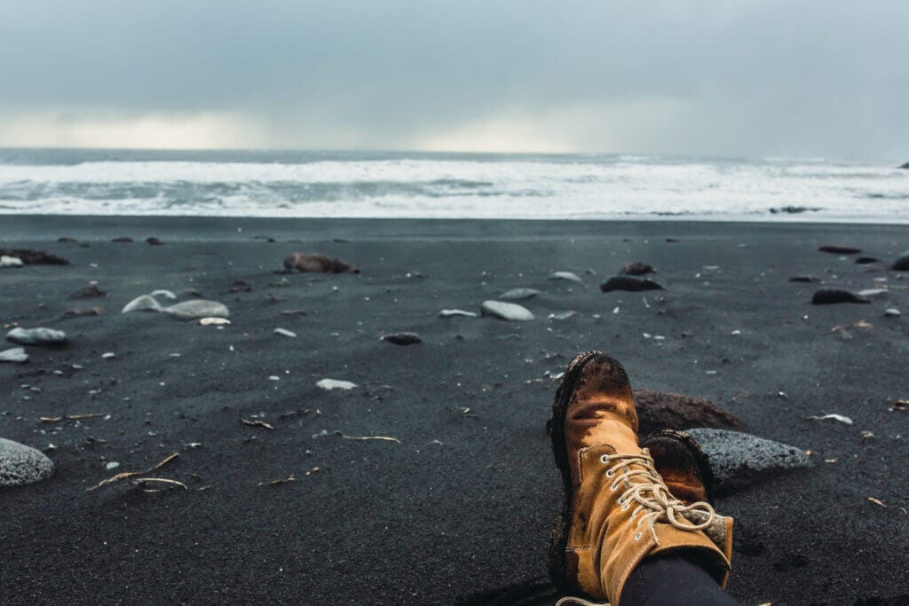 black sand beach