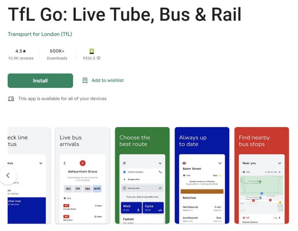 Transport for london app on Google Play