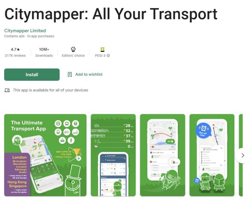Citymapper on google play