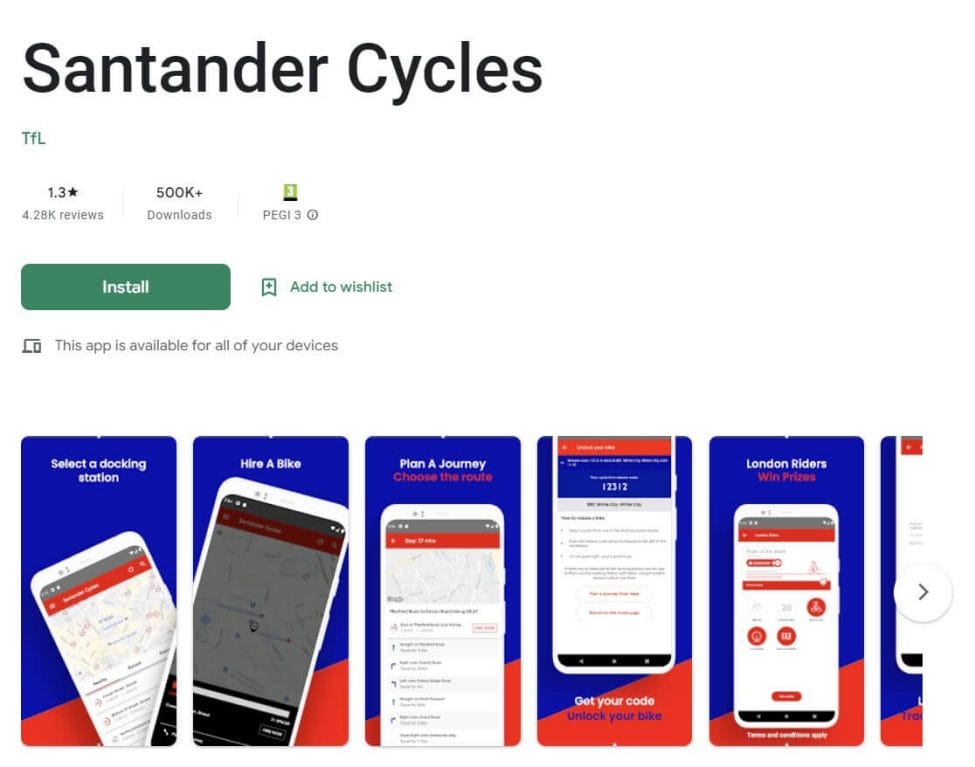 Santander cycles on Google Play