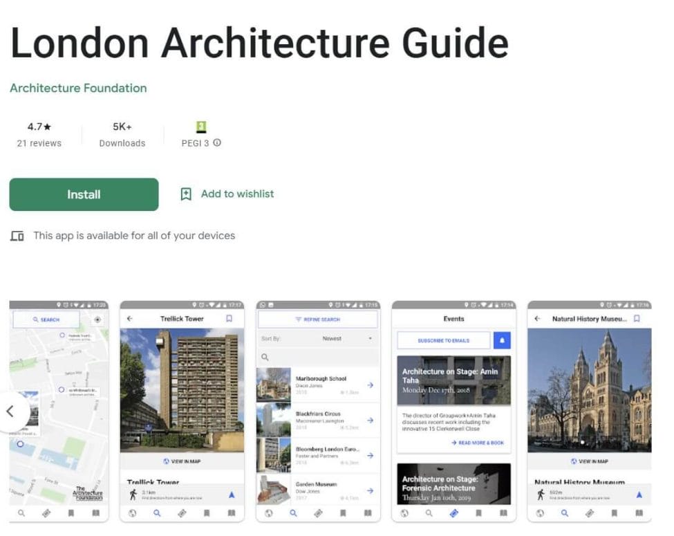 London architecture guide on google play