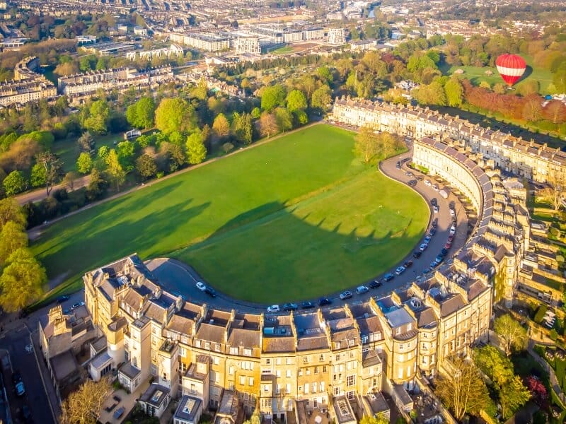 aerial view of Royal Crescent Bath