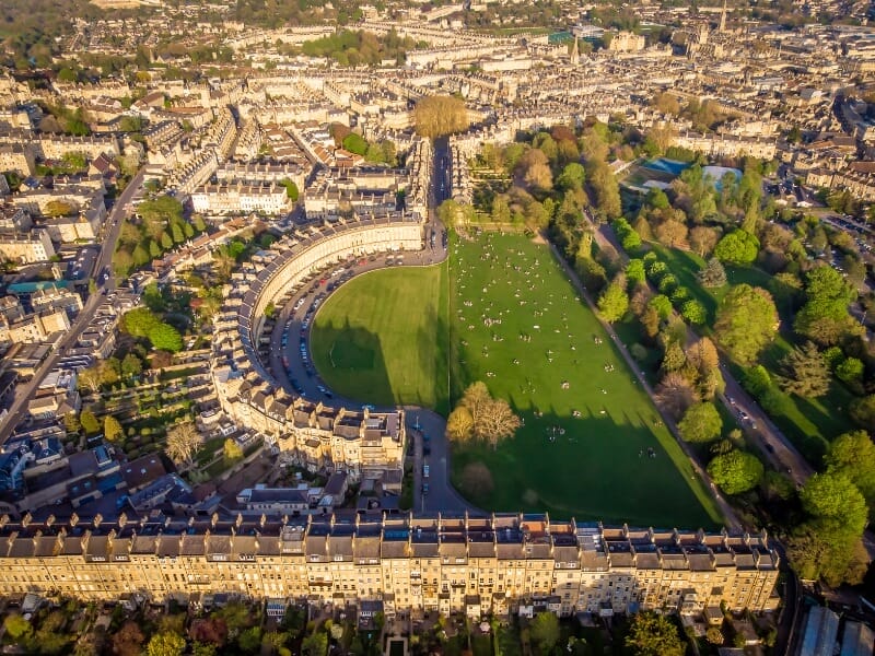 aerial view of Royal Crescent Bath