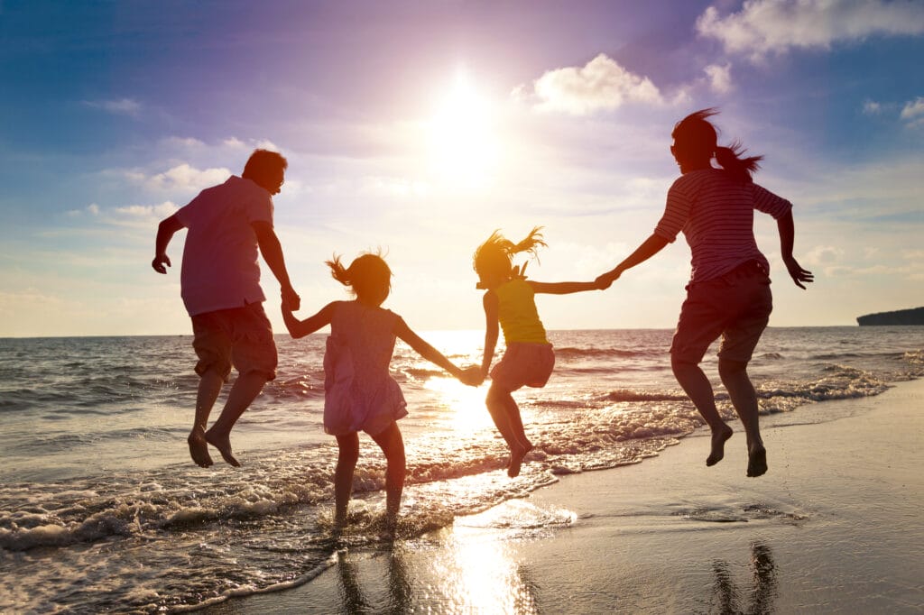 Enjoying the beach on a family vacation in Florida