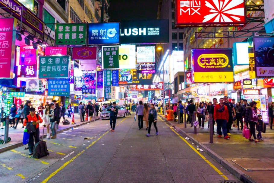 Shopping street in Hong Kong