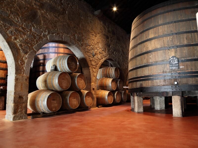 Casks in a wine cellar in Porto