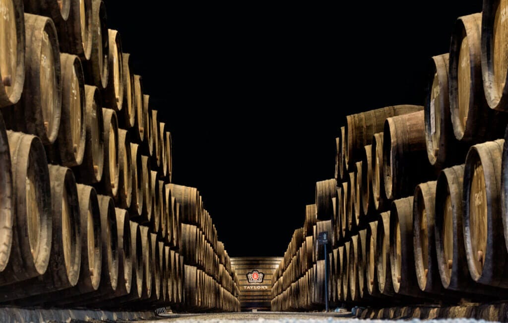 Barrels of port wine in Taylors port wine cellar