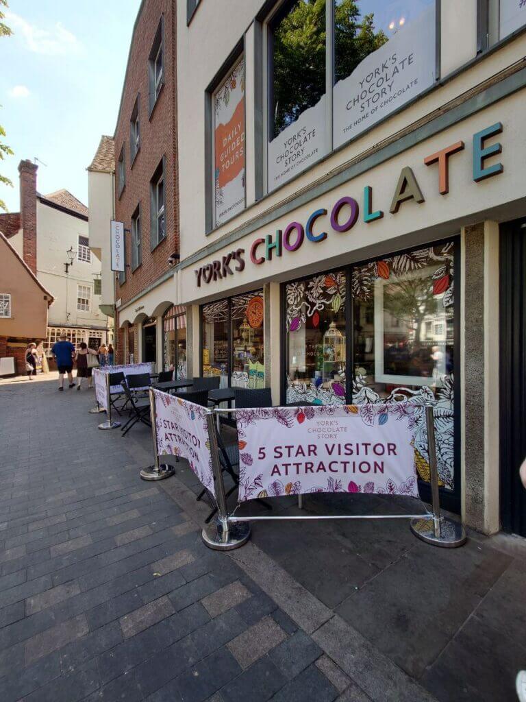 The shop front for the york chocolate story 