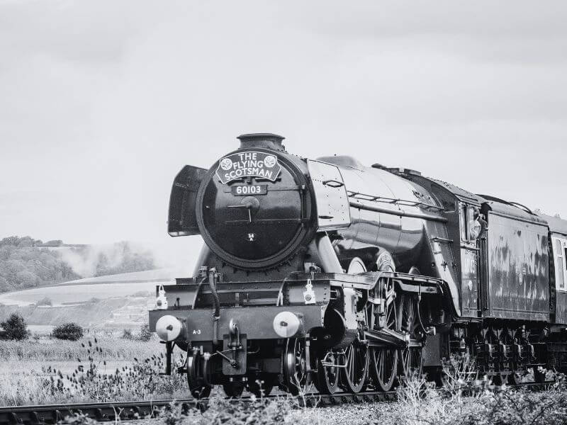 The Flying Scotmand steam train passing through Somerset