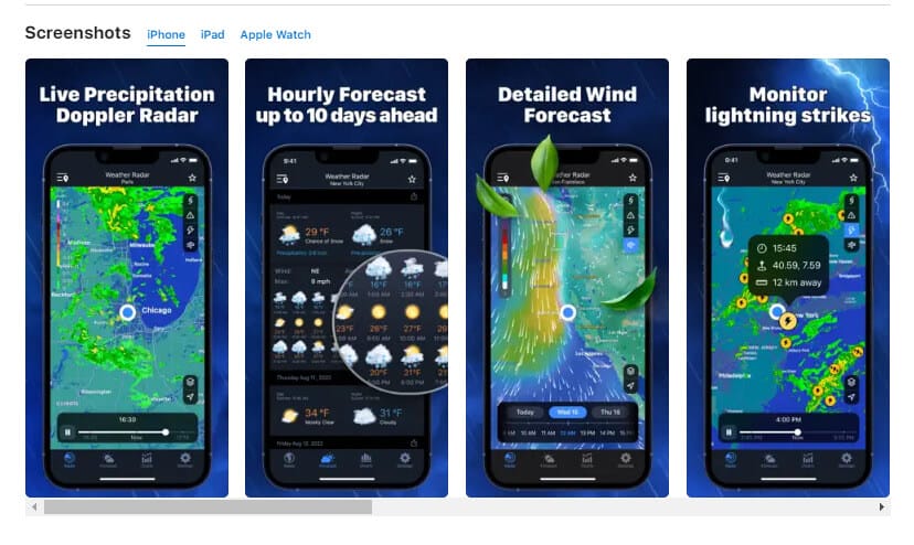 screenshot of Weather Radar: Forecast & Maps app in the ios store