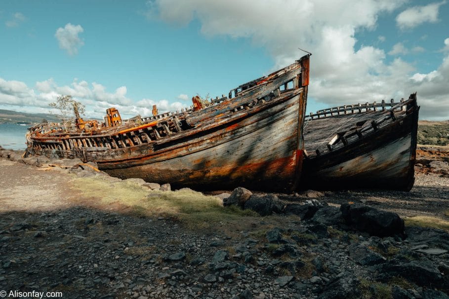 Boat wrecks at Salen on the Isle of Mull